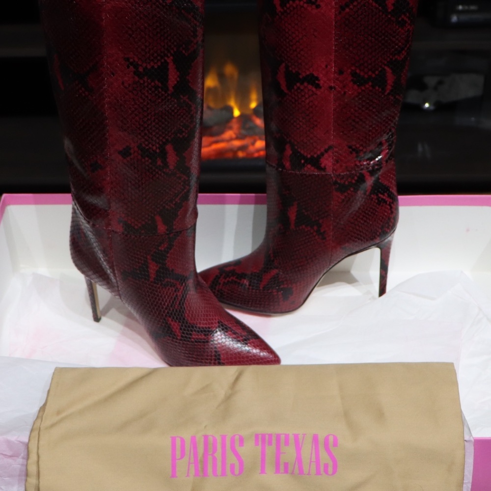 Paris Texas Embossed Pointed Red Boots 9 (39)